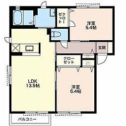 メル・ドゥーC 2LDKの間取図画像