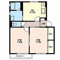 セブンウインズA 2DKの間取図画像