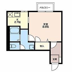 パークハイツ 1Kの間取図画像