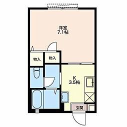 タウンコート西大畑 1Kの間取図画像