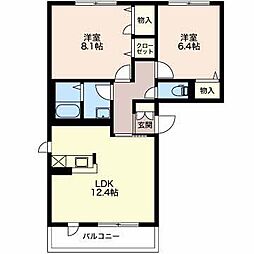 ベレオ南笹口2 2LDKの間取図画像
