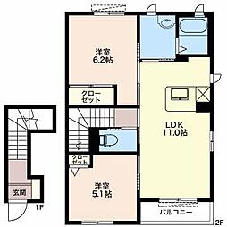 ルミエールTOKIWA 2LDKの間取図画像