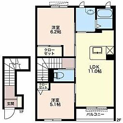ルミエールTOKIWA 2LDKの間取図画像