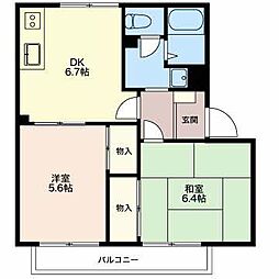 メゾンボナールN 2DKの間取図画像