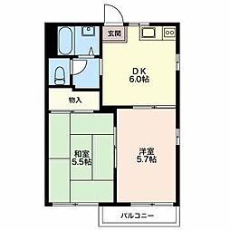 エスポワール葵B 2DKの間取図画像