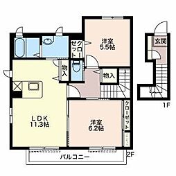 ソフィアホウダA 2LDKの間取図画像