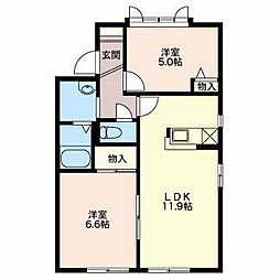 ルネ・ラシーヌ 2LDKの間取図画像