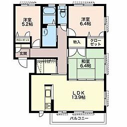 クレール 3LDKの間取図画像