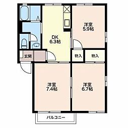 クレセント・モールE 3DKの間取図画像