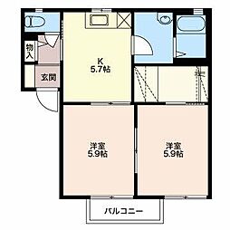メゾンリュミエールC 2Kの間取図画像