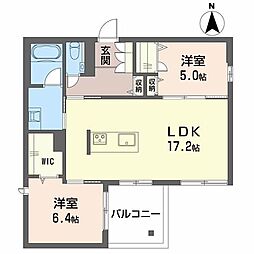 シャーメゾン　ヴェリテ 0203 2階2LDKの間取り