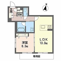 Ａｓｇａｒｄ金山 1階1LDKの間取り