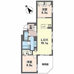 グランゲート滝川 1階2LDKの間取り