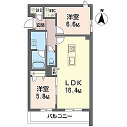 春和景明 2階2LDKの間取り