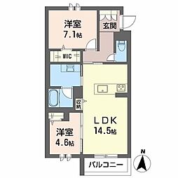 シャーメゾン菅大臣 1階2LDKの間取り