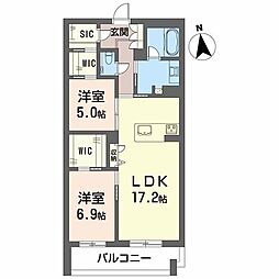 メゾン　ド　コリーヌ 2階2LDKの間取り