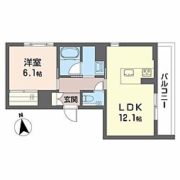メゾン　ド　コリーヌ 4階1LDKの間取り