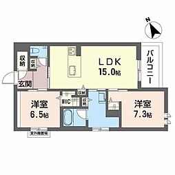 フレオベージ 2階2LDKの間取り
