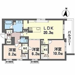シャーメゾン新瑞橋 4階3LDKの間取り