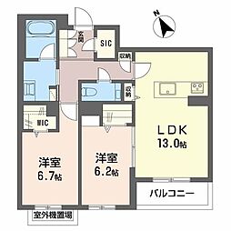 Shamaison hills 白壁 2LDKの間取図画像