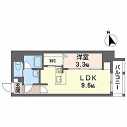 シュガーヒルズ大曽根テラス 7階1LDKの間取り