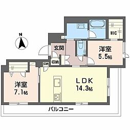 周 2LDKの間取図画像