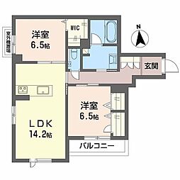 周 2LDKの間取図画像