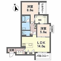 NGE金山プルミエ 2LDKの間取図画像