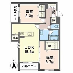 プレミアス御幸 2LDKの間取図画像