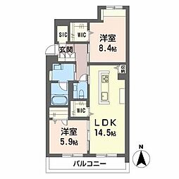 パストラルカーサ 2LDKの間取図画像