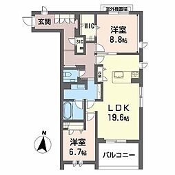 エスポワルミエール 2LDKの間取図画像