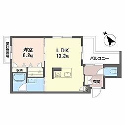 パラシオン港楽 1LDKの間取図画像