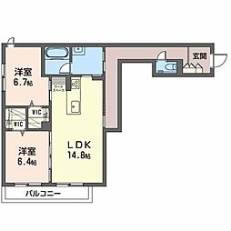 アクイール一社 2LDKの間取図画像