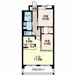 ルアン猫洞 2LDKの間取図画像