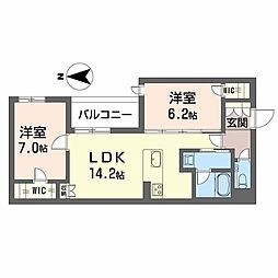 シャンテ御器所 2LDKの間取図画像