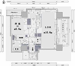 グランドメゾン名駅三丁目 1LDKの間取図画像
