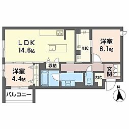 LIV NORITAKE 2LDKの間取図画像