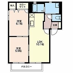 プレミールB 2LDKの間取図画像