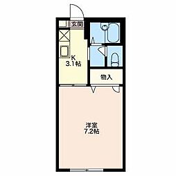 シャンブル 1Kの間取図画像