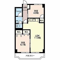 グリーンハイツフジタ 2LDKの間取図画像