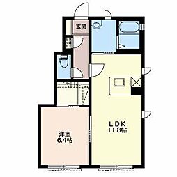 ウエストレイク 1LDKの間取図画像