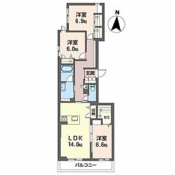 フジスター浜松 3LDKの間取図画像