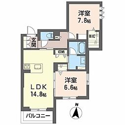 フジスター浜松 2LDKの間取図画像
