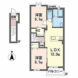 ボヌール 2LDKの間取図画像