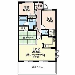 グリーンコート広沢 2LDKの間取図画像