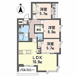 グランフィオーレモリス 3LDKの間取図画像