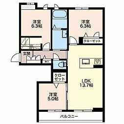MastTown神道寺A 3LDKの間取図画像