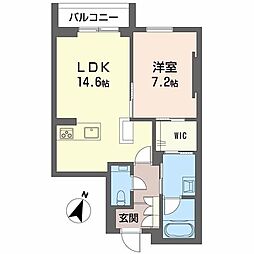 AZUR米山 1LDKの間取図画像