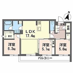 AZUR米山 3LDKの間取図画像