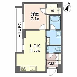 AZUR米山 1LDKの間取図画像